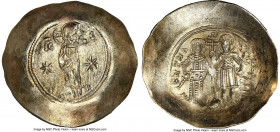 Manuel I Comnenus (AD 1143-1180). EL aspron trachy (33mm, 4.53 gm, 5h). NGC MS 4/5 - 4/5. Constantinople, AD 1160-1164. IC-XC (barred), Christ standin...