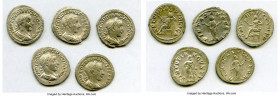 ANCIENT LOTS. Roman Imperial. Gordian III (AD 238-244). Lot of five (5) AR denarii. VF-XF. Includes: Various types of Gordian III denarii. Total five ...