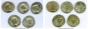 ANCIENT LOTS. Roman Imperial. Gordian III (AD 238-244). Lot of five (5) AR antoninani. Choice VF-Choice XF. Includes: Various types of Gordian III ant...