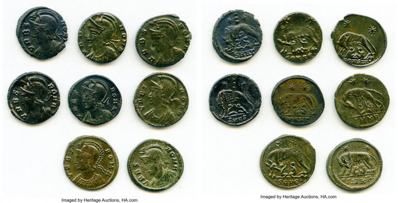 ANCIENT LOTS. Roman Imperial. AD 4th century. Lot of eight (8) AE3 or BI nummi. ...