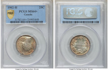 Edward VII 25 Cents 1902-H MS64+ PCGS, Heaton mint, KM11. Exceedingly iridescent and alluring, this near-gem displays a fetching combination of electr...