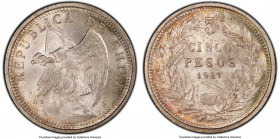 Republic 5 Pesos 1927 MS65 PCGS, KM173.2. Narrow 5 - 0.9 variety. Cartwheel luster, light toning. 

HID09801242017

© 2020 Heritage Auctions | All...