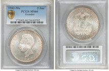 Republic 5 Sucres 1943-Mo MS66 PCGS, Mexico City mint, KM79. Mint bloom with light tan toning. 

HID09801242017

© 2020 Heritage Auctions | All Ri...