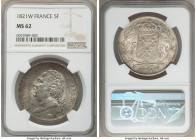 Louis XVIII 5 Francs 1821-W MS62 NGC, Lille mint, KM711.13. Argent surface draped in taupe-brown tone, subdued luster. 

HID09801242017

© 2020 He...