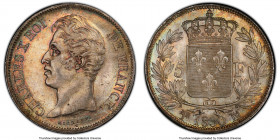 Charles X 5 Francs 1830-MA MS63 PCGS, Marseille mint, KM728.10, Gad-644. Multicolored pastel shades intermingled with gray tone. 

HID09801242017
...