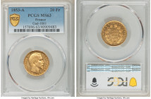 Napoleon III gold 20 Francs 1853-A MS63 PCGS, Paris mint, KM781.1, Gad-1061. Lustrous with Semi-Prooflike fields. 

HID09801242017

© 2020 Heritag...