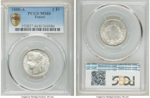 Republic Franc 1888-A MS66 PCGS, Paris mint, KM822.1. Semi-Prooflike fields, pearl gray toning. 

HID09801242017

© 2020 Heritage Auctions | All R...