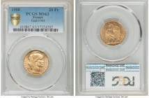 Republic gold 20 Francs 1900-A MS63 PCGS, Paris mint, KM847, Gad-1064. AGW 0.1867 oz. 

HID09801242017

© 2020 Heritage Auctions | All Rights Rese...