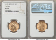 Prussia. Wilhelm II gold 20 Mark 1909-J MS62 NGC, Hamburg mint, KM521. AGW 0.2305 oz. 

HID09801242017

© 2020 Heritage Auctions | All Rights Rese...