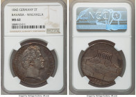 Bavaria. Ludwig I "Walhalla" 2 Taler 1842 MS62 NGC, Munich mint, KM811, Dav-587. Endowed with a deep gunmetal and graphite tone punctuated by penetrat...