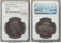 Bavaria. Ludwig I "Walhalla" 2 Taler 1842 AU58 NGC, Munich mint, KM811, Dav-587. Commemorating the Opening of Walhalla. Steel toned throughout and rev...