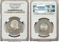 Weimar Republic Proof "Lessing" 5 Mark 1929-F PR62 Cameo NGC, Stuttgart mint, KM61. 200th anniversary of the birth of Gotthold Lessing. 

HID0980124...