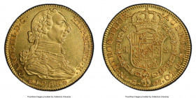 Charles III gold 4 Escudos 1788 M-M AU55 PCGS, Madrid mint, KM418.1a, Cal-1795. Centrally struck and exhibiting ultra-satiny luster that glows from wi...