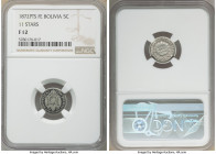 3-Piece Lot of Certified Assorted Issues NGC, 1) Bolivia: Republic 5 Centavos 1872 PTS-FE - F12, Potosi mint, KM156.2 2) Guinea-Bissau: Republic 20 Es...
