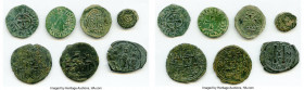 7-Piece Lot of Uncertified Assorted Medieval Bronze Issues, Lot includes various issues including 2 figural Islamic bronzes, an Umayyad "Menorah" Fals...