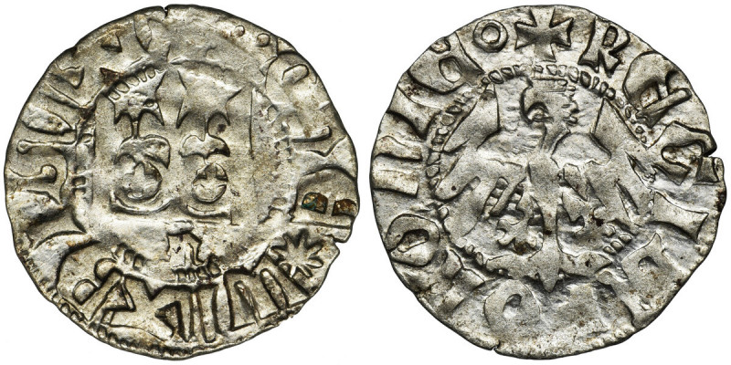 Ladislaus II Jagiello, Half groat Krakau Odmiana z literą Ƞ pod koroną. Mennicze...
