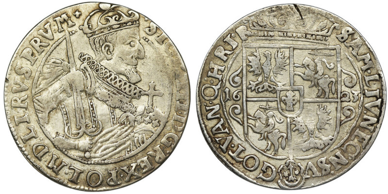 Sigismund III Vasa, 1/4 Thaler Bromberg 1623 - PRV M Końcówka napisu PRV M.
Ref...