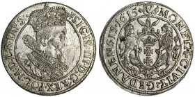 Sigismund III Vasa, 1/4 Thaler Danzig 1615 Miejscowo niedobity, ale menniczej świeżości egzemplarz z pięknym lustrem.
 Odmiana z końcówką PRVS.
Refe...