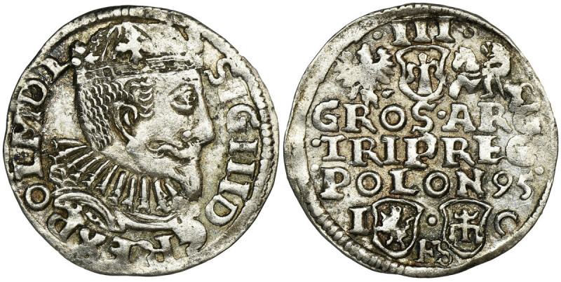 Sigismund III Vasa, 3 Groschen Bromberg 1595 Odmiana z kropką nad FS, szersza gł...