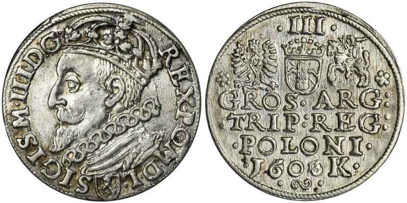 Sigismund III Vasa, 3 Groschen Krakau 1600 Znakomicie zachowany, menniczej śwież...