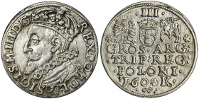 Sigismund III Vasa, 3 Groschen Krakau 1600 Znakomicie zachowany, menniczej świeżości egzemplarz o pięknej prezencji. Odmiana z ostatnią cyfrą daty zni...