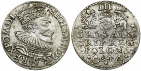 Sigismund III Vasa, 3 Groschen Marienburg 1594 Odmiana ze skróconą datą u dołu między zamkniętym pierścieniem, znakiem dzierżawcy mennicy Kaspra Goebl...