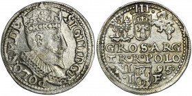 Sigismund III Vasa, 3 Groschen Olkusz 1595 Wariant z POLON M D L. Bardzo ładny, połyskowy egzemplarz.
Reference: Iger O.95.4.d
Grade: XF+ 

POLISH...