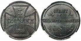 Ost, 3 Kopeck Berlin 1916 A - NGC MS63 
Grade: NGC MS63 

Poland Polen Germany Deutschland
