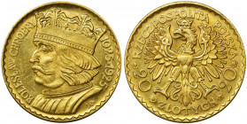20 zloty 1925, Chrobry Odmiana z zimną barwą złota. Waga 6.5 g Reference: Parchimowicz 126
Grade: AU 

GoldThe Second Republic Poland Polen
