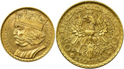 20 zloty 1925, Chrobry Odmiana z zimną barwą złota. Waga 6.5 g Reference: Parchimowicz 126
Grade: AU 

GoldThe Second Republic Poland Polen