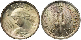 Women and ears, 1 zloty Paris 1924 - PCGS MS64 &nbsp; Moneta o spektakularnej prezencji.&nbsp; Detale znakomicie zachowane, tło z pełnym menniczy poły...