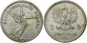 Nike, 5 zloty Warsaw 1931 - RARE Rzadki i poszukiwany rocznik. Reference: Parchimowicz 114d
Grade: VF 

The Second Republic Poland Polen