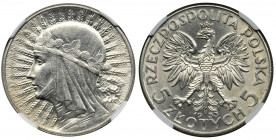 Głowa Kobiety, 5 złotych 1933 - NGC MS62 Menniczy egzemplarz z przyjemnym zegarowym połyskiem. Reference: Parchimowicz 116c
Grade: NGC MS62 

Polan...