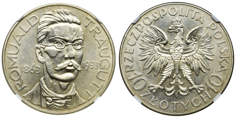 Traugutt, 10 złotych 1933 - NGC MS62 &nbsp; Menniczej świeżości egzemplarz w del...