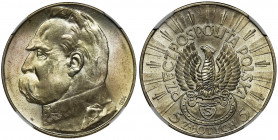 Pilsudski, Rifle Corps, 5 zloty 1934 - NGC MS64 Rzadkość w tak wyśmienitym stanie zachowania. Głęboki, zegarowy połysk. Naturalna subtelna patyna.
 M...