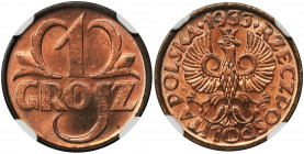 1 grosz 1933 - NGC MS65 RD Wyśmienity, wysoce wyselekcjonowany egzemplarz, w najbardziej poszukiwanym i pożądanym kolorze czerwonym. 
 Druga najwyższ...