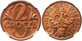 2 grosze 1938 - NGC MS66 RD Druga najwyższa nota w rejestrze NGC.
Reference: Parchimowicz 102m
Grade: NGC MS66 RD 2-ga nota 

The Second Republic ...