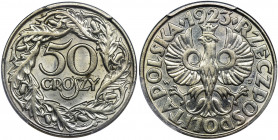 50 groszy 1923 - PCGS MS63 &nbsp; Menniczy egzemplarz. 
 &nbsp; Reference: Parchimowicz 106
Grade: PCGS MS63 

The Second Republic Poland Polen