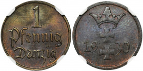 Wolne Miasto Gdańsk, 1 fenig 1930 - NGC MS65 BN Menniczy stan zachowania.
Reference: Parchimowicz 53d
Grade: NGC MS65 BN 2-ga nota 

PolandPoland ...