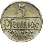 Free City of Danzig, 5 pfennig 1928 - NGC MS63 Menniczy stan zachowania.&nbsp; Rzadszy rocznik. Reference: Parchimowicz 55b
Grade: NGC MS63 

Polan...