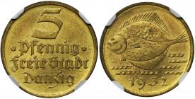 Free City of Danzig, 5 pfennig 1932 - NGC MS65 Menniczy stan zachowania.&nbsp; Piękna sztuka. Reference: Parchimowicz 56
Grade: NGC MS65 

DanzigPo...