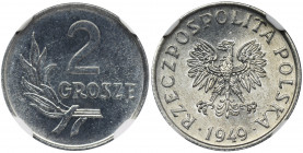 2 grosze 1949 - NGC MS66 Menniczy egzemplarz. 
Reference: Parchimowicz 202
Grade: NGC MS66 

Poland Polen