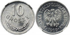 10 groszy 1969 - NGC MS67 Wyselekcjonowany egzemplarz.
 Najwyższa nota w rejestrze NGC.&nbsp; Reference: Parchimowicz 206h
Grade: NGC MS 67 MAX 

...