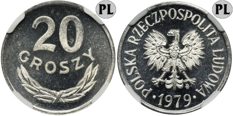 20 groszy 1979 - NGC MS65 PROOF LIKE - jak lustrzanka - Menniczy egzemplarz wybi...