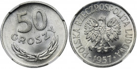50 groszy 1957 - NGC MS67 - skrętka Wyselekcjonowany egzemplarz. Znakomita nota gradingowa.&nbsp; Drobna skrętka. Reference: Parchimowicz 210a
Grade:...