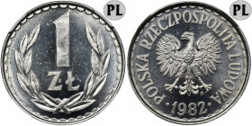 1 złoty 1982 - NGC MS66 PROOF LIKE - jak lustrzanka - Złotówka wybita świeżym stemplem z efektem lustrzanki. Wariant z grubą datą.
 Znakomita prezenc...