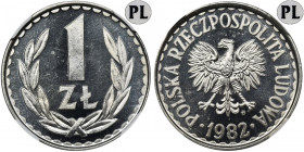 1 złoty 1982 - NGC MS65 PROOF LIKE - jak lustrzanka - Złotówka wybita świeżym stemplem z efektem lustrzanki. Wariant z grubą datą.
 Druga najwyższa n...