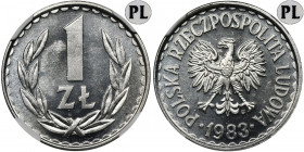 1 złoty 1983 - NGC MS65 PROOF LIKE - jak lustrzanka - Moneta z efektem lustrzanki. 
Reference: Parchimowicz 213v
Grade: NGC MS65 PL 

Poland Polen...