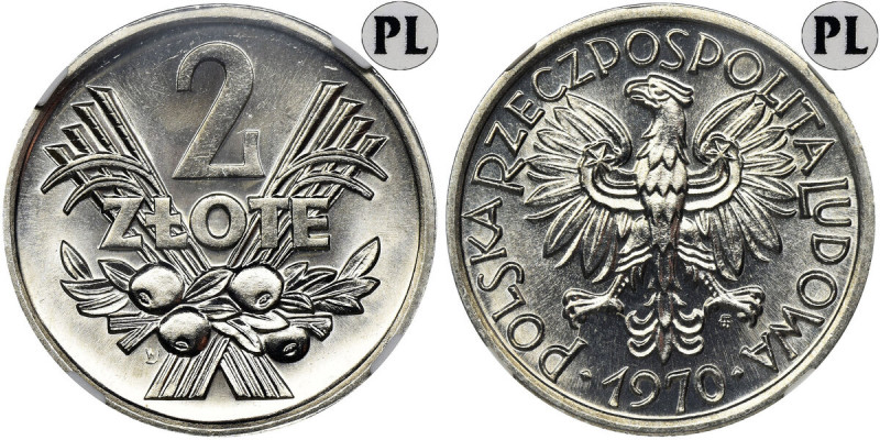 2 złote 1970 Jagody - NGC MS67 PROOF LIKE - jak lustrzanka - ZJAWISKOWA Piękna m...