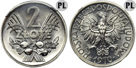 2 złote 1970 Jagody - NGC MS67 PROOF LIKE - jak lustrzanka - ZJAWISKOWA Piękna moneta wybita świeżym stemplem, z dopiskiem PROOF LIKE od NGC.&nbsp; Mo...